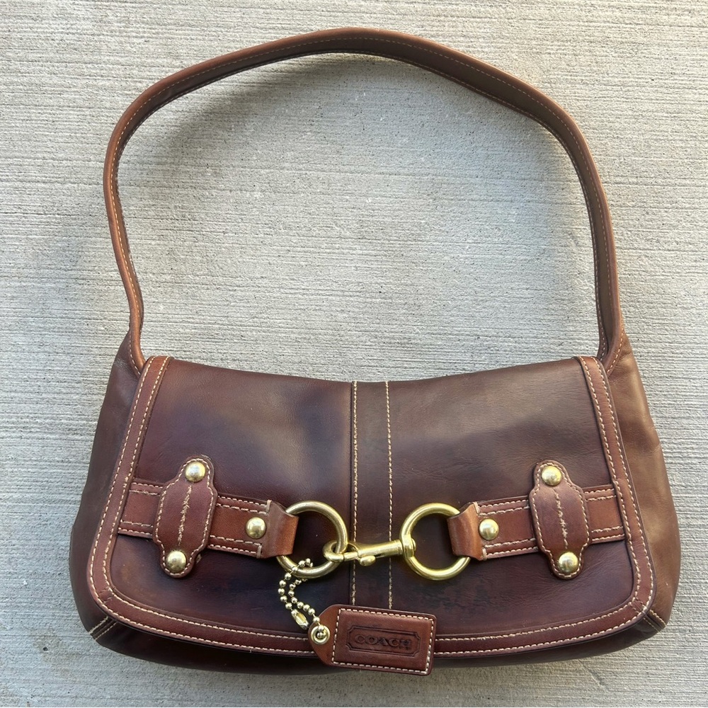 Vintage Coach Brown Leather Shoulder Bag